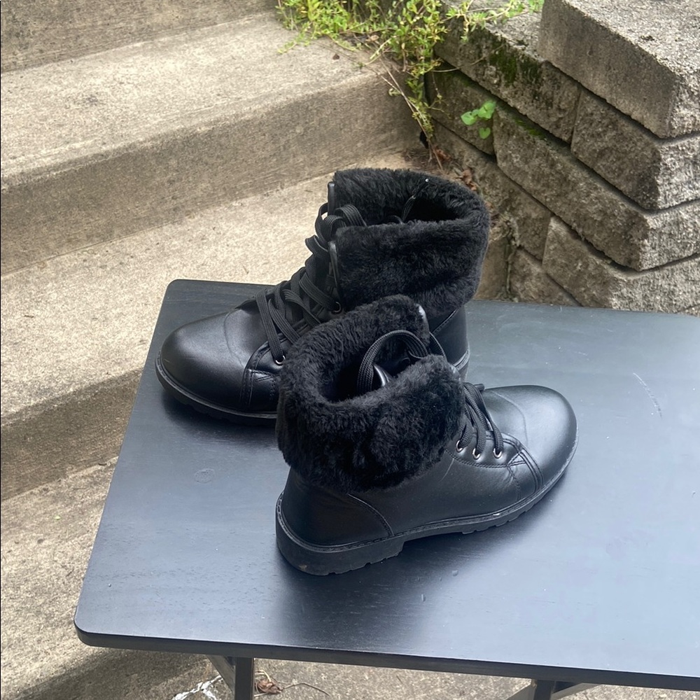 Just Be Black Combat Moto Boots Lace-Up Durable